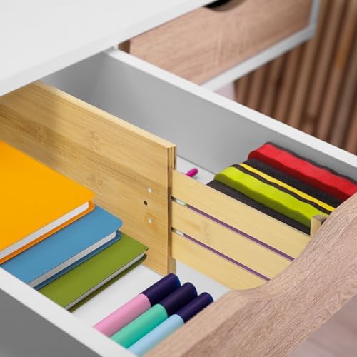 DoubleFill 4 Pcs 6 Inch High Drawer Dividers 15"-22" Adjustable, Wood