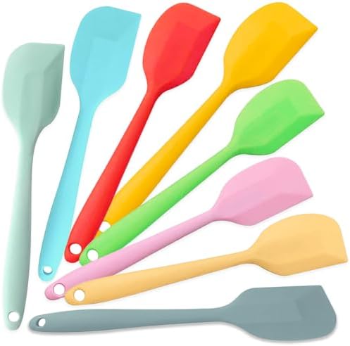 KAKAMINA Silicone Spatula Set, 8 Pack 11 Inch,Seamless One-Piece