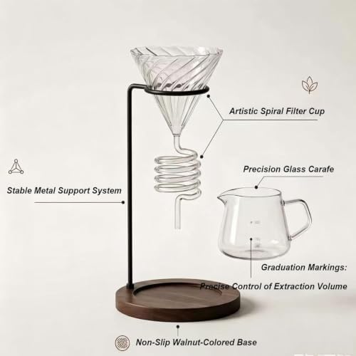 Spiral Pour Over Coffee Maker Set with Stand, 400ml
