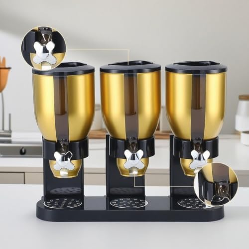 Triple Cereal Dispenser with Crumb Tray, Compact Kitchen Storage