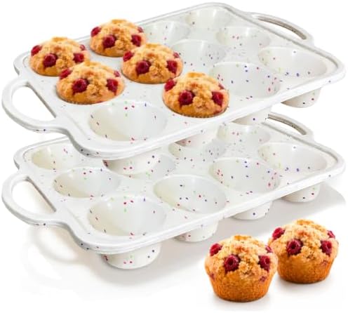 RICCLE Silicone Muffin Pans for Baking with Metal Reinforced Frame