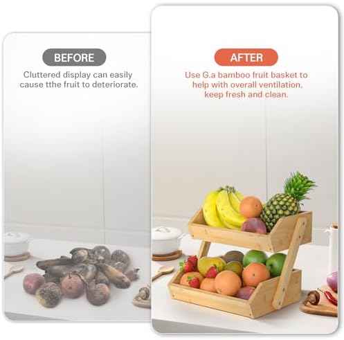 G.a HOMEFAVOR 2-Tier Bamboo Fruit Basket for Kitchen Counter, Self-assembly