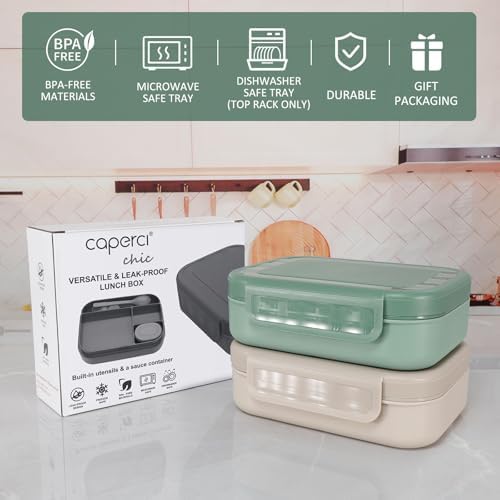 Caperci 47oz Stackable Bento Lunch Box for Adult & Teens BPA-Free