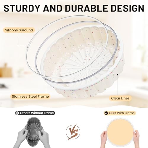 Vinino 8 Inch Charlotte Cake Pan with Reinforced Frame, Silicone Cake