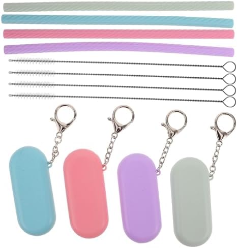 SECFOU Reusable Silicone Straws Set with Portable Case, Foldable