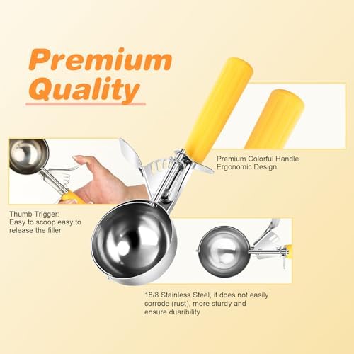Ice Cream Scoop with Trigger, Cookie Scoops Set of 3 Portion Scoop