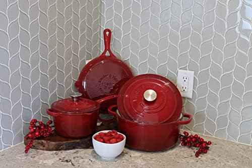 Larder & Vine 5-Piece Enameled Cast Iron Cookware Set - Includes