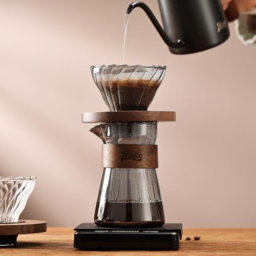 Bincoo Pour Over Coffee Maker Set - 500ML Glass Coffee Server Coffee