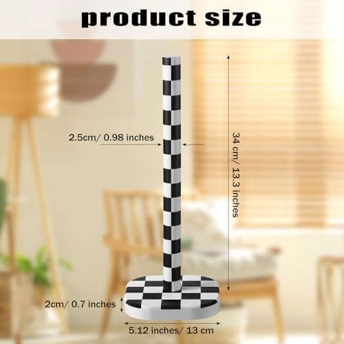 Checkerboard Paper Towel Holder, Black and White