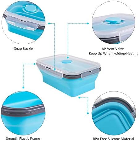 Collapsible Food Storage Containers with Lid & Air Vent, Bundle of
