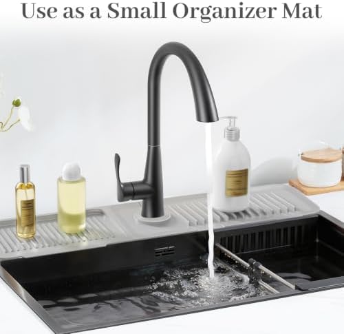 PoYang 23.6 Inch Silicone Sink Splash Guard, Kitchen Sink Mat, Light