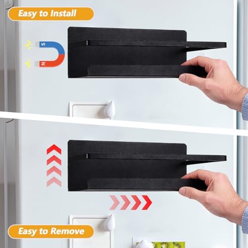 4-Pack Black Magnetic Spice Racks for Refrigerator
