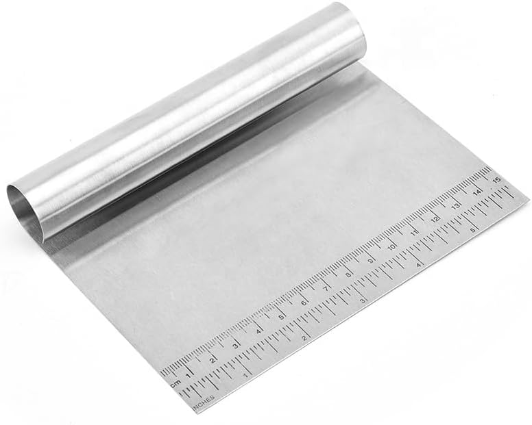Stainless Steel Dough Scraper, Multi-Purpose Pastry Bench Tool with