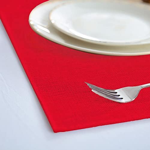 Cloth Red Placemats Set of 8, Linen Type Fabric Placemats Machine