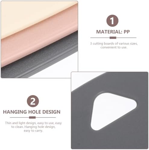 Healeved 3pcs Pp Kitchen Cutting Boards Set for Food Prep and Fruit