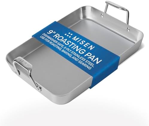 Misen Stainless Steel Roasting Pan with Handles - Versatile 5-Ply