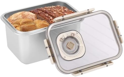 Small Bread Box, Time Recording Bread Storage Container with Lid