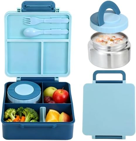 Bento Lunch Box with 1650ML Food Jar, 4 Compartments