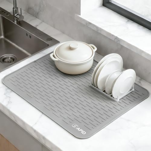 SAPID Silicone Dish Drying Mat: Large 21x18 Inch for Rack & Kitchen