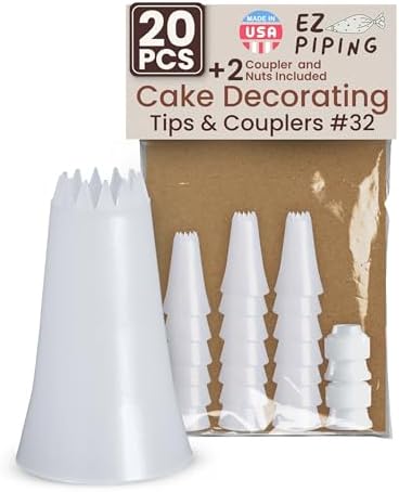 Reusable Plastic Piping Tips, Nozzles Standard Size Star Tip #32