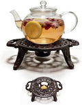 Cast Iron Teapot Warmer, Round Tea Warmer with Double Eared Design &