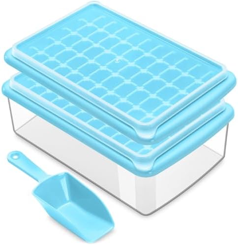 2Pack Ice Cube Tray with Lid and Bin for Freezer, Easy Release 55 Mini
