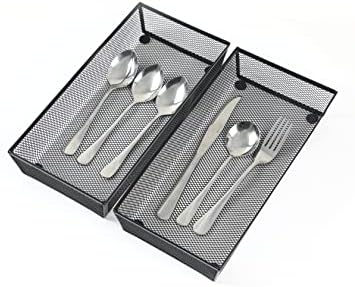 BYCY 3 Pack Mesh Flatware Drawer Organizer for Kitchen/Office/Home