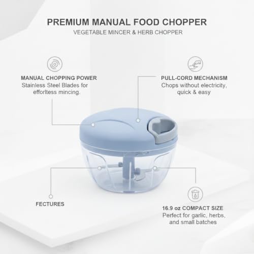 Multipurpose Manual Pull-String Chopper for Garlic, Herbs & Veggies