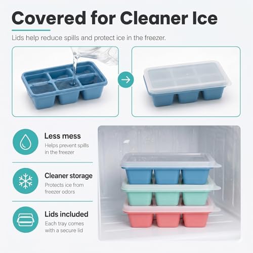Mini Ice Cube Trays for Freezer, 3 Pack Small Ice Cube Trays with