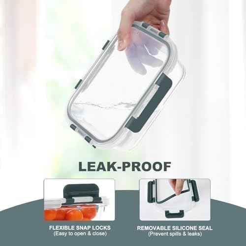 KOMUEE 10-Pack Glass Food Storage Containers with Lids