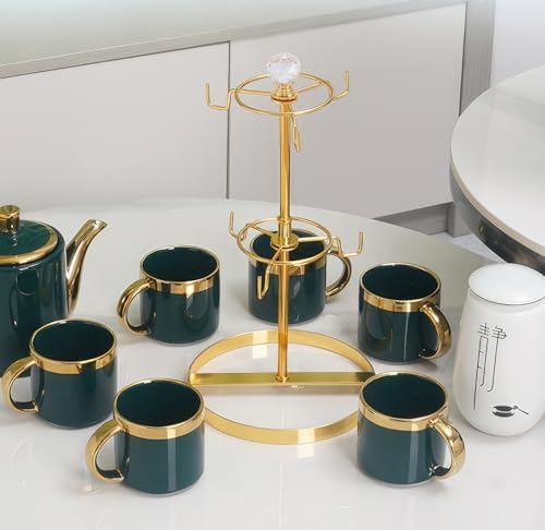 Double Tier Coffee Mug Tree Holder for Counter 6 Hooks