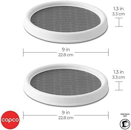 Copco Lazy Susan Turntable Organizer Set of 2, 9 Inch Rotating Cabinet and Pantry Storage, Nonslip Surface with Outer Rim, Wipe Clean