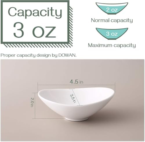 DOWAN Ceramic Dip Bowls, 3 oz 8 Pack Dipping Bowl, Mini Serving Bowls