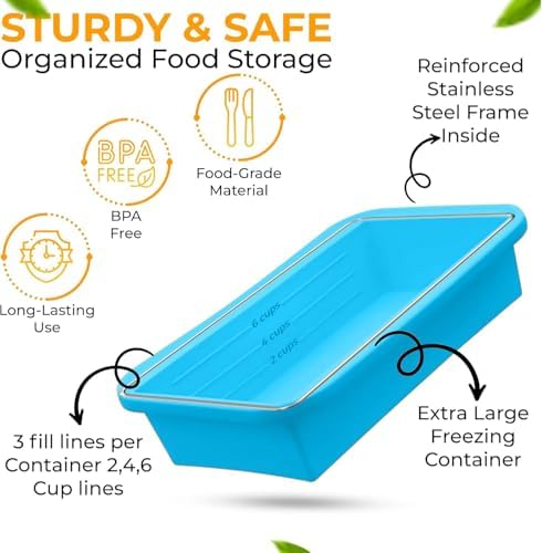 (2 Pack) Large Silicone Freezer Containers For Soup, Pasta Sauce