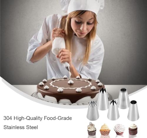 Extra Large Piping Tips, Seamless Stainless Steel Icing Piping Nozzle