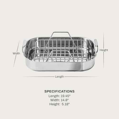 All-Clad Specialty Stainless Steel Roaster with Rack 14x18 Inch Oven Broiler Safe 600F Roaster Pan, Pots and Pans, Bakeware, Silver