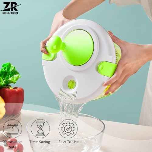 Large Salad Spinner 5 Quart, Manual Lettuce Dryer and Vegetable Washer