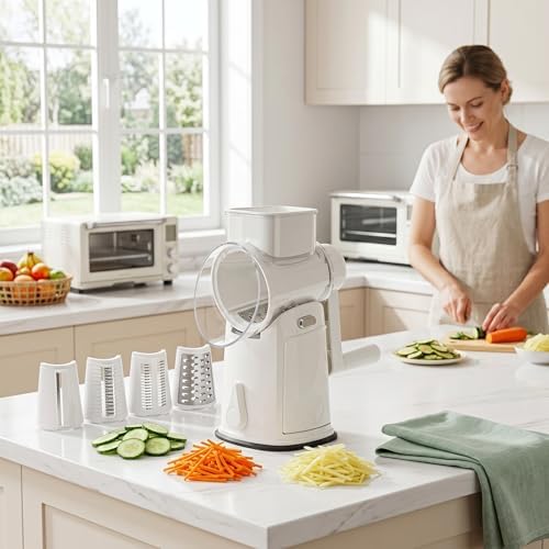 Rotary Vegetable Slicer and Cheese Grater with Storage