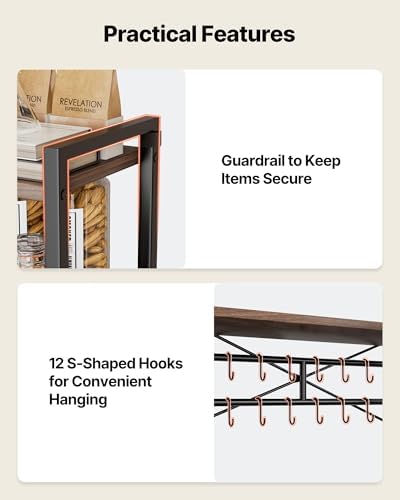 VEVOR 31.5-Inch Bakers Rack with 12 S-Shaped Hooks