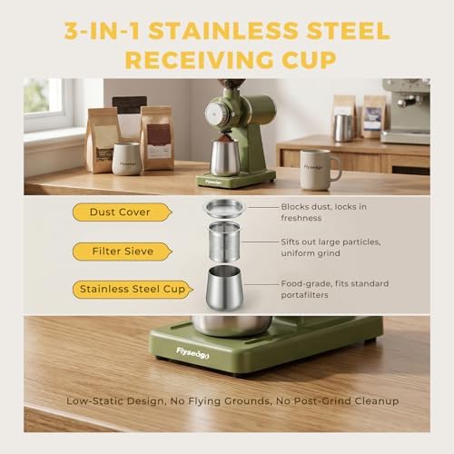 Electric Burr Coffee Grinder, 8 Grind Settings, Green