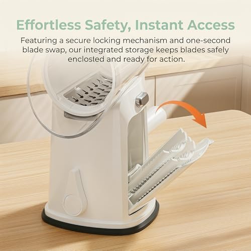 Rotary Vegetable Slicer and Cheese Grater with Storage