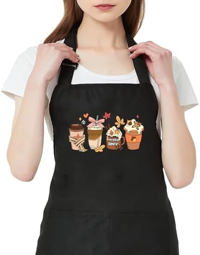 TSIIUO Fall Coffee Kitchen Apron Thanksgiving Gift Women Mens Pumpkin