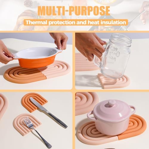 Silicone Hot Pot Holder, Reusable Heat Resistant Trivet Mats