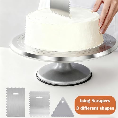 12 Inch Aluminium Rotating Cake Stand Turntable, Cake Decorating Kit