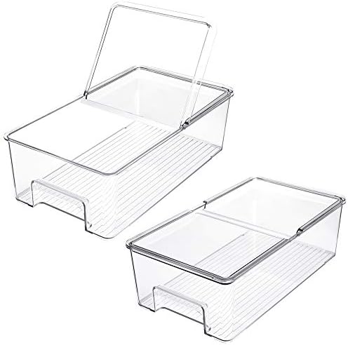 SANNO Vegetable Refrigerator Organizer Food Bins with lids Large