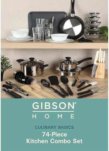 Gibson Home 74 Piece Kitchen in a Box Pots and Pans Cookware, Plates