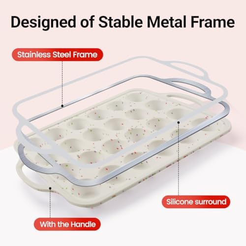 CAKETIME Silicone Muffin Pans for Baking, Metal Reinforced Frame