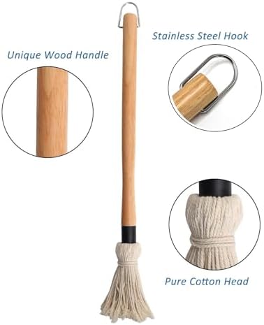 Basting Mops Brush Set for BBQ Grilling 15.5" & 11.2" - Detachable