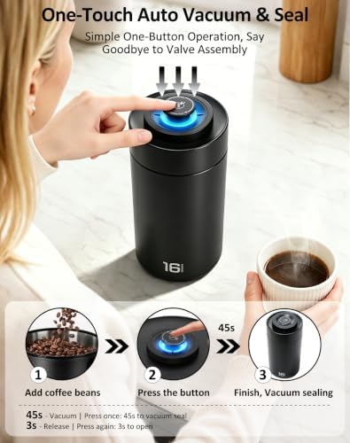 Auto Vacuum Coffee Canister, Electric Coffee Bean Storage Container