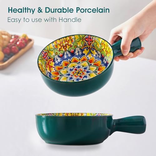 vancasso Boho 23 Oz French Onion Soup Bowls with Handles, Ceramic, Set